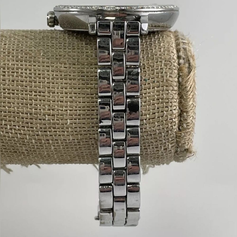Michael Kors Silver Watch with Crystal Accents White face gorgeous 😍 $300 MSRP - Picture 7 of 12